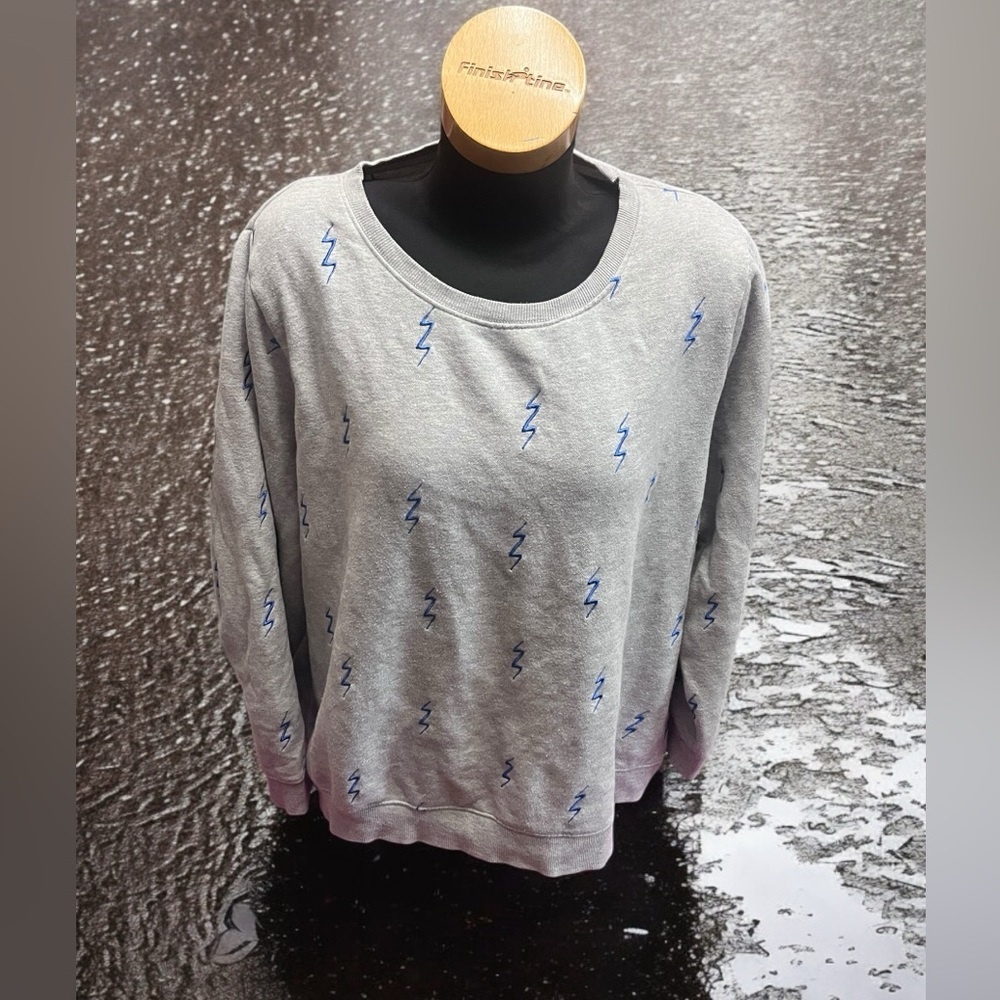 Sugarhill Brighton Gray Blue flashes Sweatshirt Women’s 18Pullover Preppy Chic